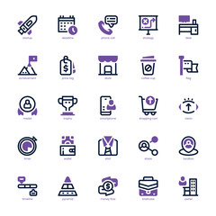 Business Strategy icon pack for your website, mobile, presentation, and logo design. Business Strategy icon dual tone design. Vector graphics illustration and editable stroke.