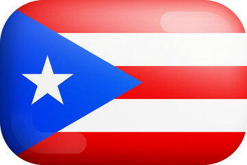 Puerto Rico Official National Flag Isolated 3D Glossy Icon