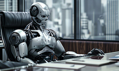 The robot is the boss in the executive room