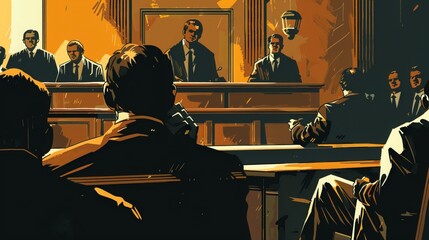 Lawyer in the Courtroom: In the courtroom, a lawyer passionately presents their case, arguing before the judge and jury to defend their client's rights