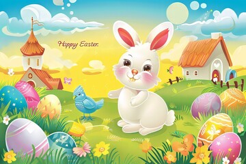 Easter Greetings: cute clip art with phrases like "Happy Easter"