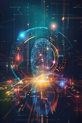 Obraz premium Futuristic Fingerprint Scan with Digital Interface - Biometric Security Concept