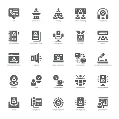 Business Meeting icon pack for your website, mobile, presentation, and logo design. Business Meeting icon glyph design. Vector graphics illustration and editable stroke.