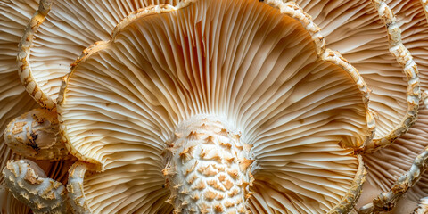 Close Up of Mushroom Gills Showing Detailed Patterns and Natural Texture