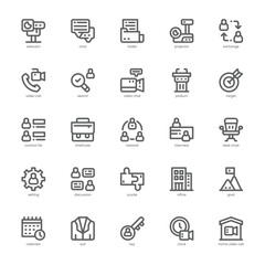 Business Meeting icon pack for your website, mobile, presentation, and logo design. Business Meeting icon outline design. Vector graphics illustration and editable stroke.