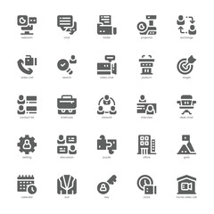 Business Meeting icon pack for your website, mobile, presentation, and logo design. Business Meeting icon glyph design. Vector graphics illustration and editable stroke.