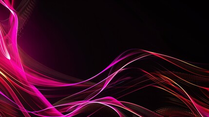 Abstract background with contrast in the vibrant hot pink lines against the deep black background