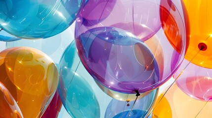 Vibrant Balloons Bathed in Soft Sunlight Casting Gentle Shadows and Evoking a Dreamlike Whimsical Atmosphere