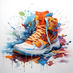Flowers and sneakers isolated on white background. 3d illustration.