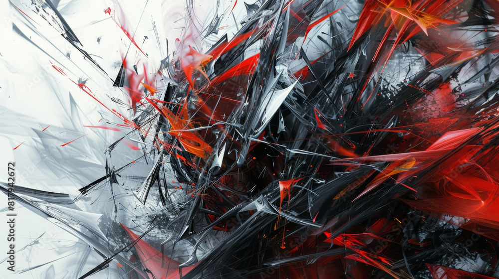 Poster abstract art with overlapping lines and confusing figures symbolizing mental turmoil.