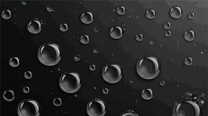 Realistic water drops. Horizontal mock up on transpar