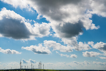 Daqing City Duerbot County Prairie Windmill Blue Sky and White Clouds