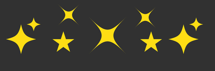 Sparkle Icons set. Twinkle stars collection. Shine star icons. Effect shine, glitter, twinkling and clean. Star sparkle icon. Vector illustration.