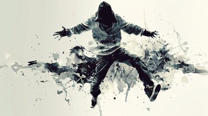 Fototapeta premium A man is jumping in the air with his arms outstretched