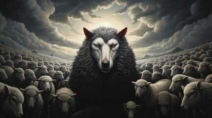 wolf in sheeps clothing metaphorical illustration