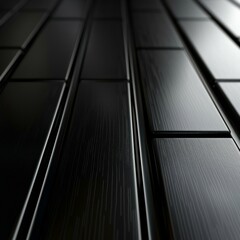 Obraz premium The image is a close up of a black wooden floor with a dark wood grain