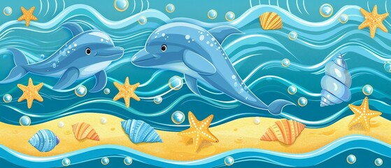 Obraz premium Background with dolphins