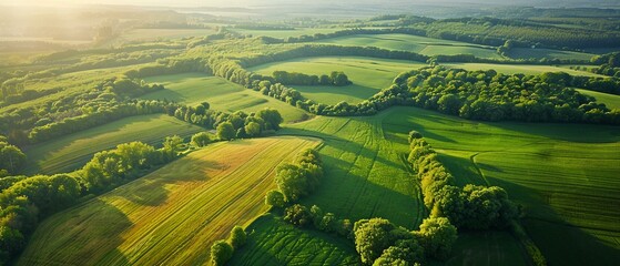 Aerial view of a sunny landscape