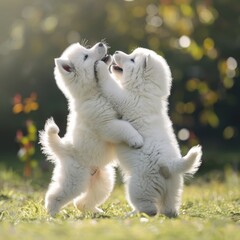 Samoyed Puppies' Outdoor Adventures