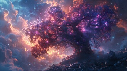 Creating an image of an unusual tree with acid color