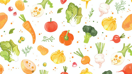 Seamless pattern with harvested crops or fresh raw