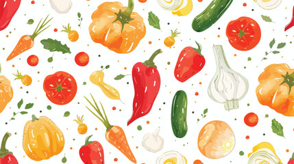 Seamless pattern with harvested crops or fresh raw