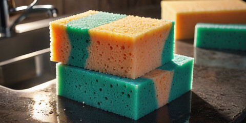 stack of colorful sponges - Powered by Adobe