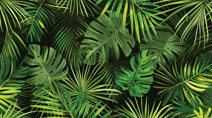Seamless pattern with tropical palm leaves.