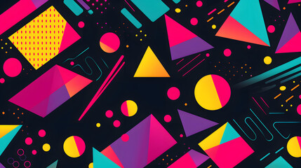 retro style 80's geometric design vector pattern geometric shapes design poster background