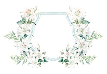Watercolor Floral Crest with Lily.