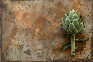 Artichoke on Rustic Background Evokes Natural Elegance. Ideal for Decor, Simple Yet Striking. Expressive Contrast in Photography. Generative AI