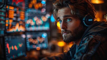 Obraz premium Crypto Trader Engaged in Professional Analysis 