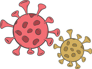 cartoonish viruses are shown side by side