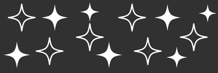 Shine and sparkle stars icon on light background. Clean symbol. Bright, star, lightning, astronomy, glowing light, twinkle effect. Outline, flat and colored style. Flat design. Vector illustration