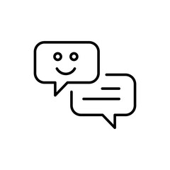 Happy chat outline icons, minimalist vector illustration ,simple transparent graphic element .Isolated on white background