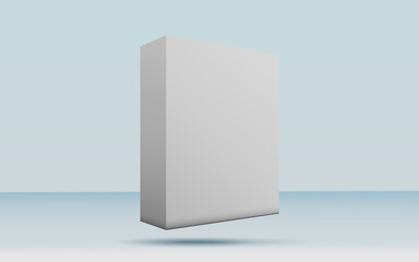 Fototapeta premium 3d rendering realistic white box packaging mockup in studio background. Product mock up modern concept