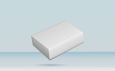 3d rendering realistic white box packaging mockup in studio background. Product mock up modern concept