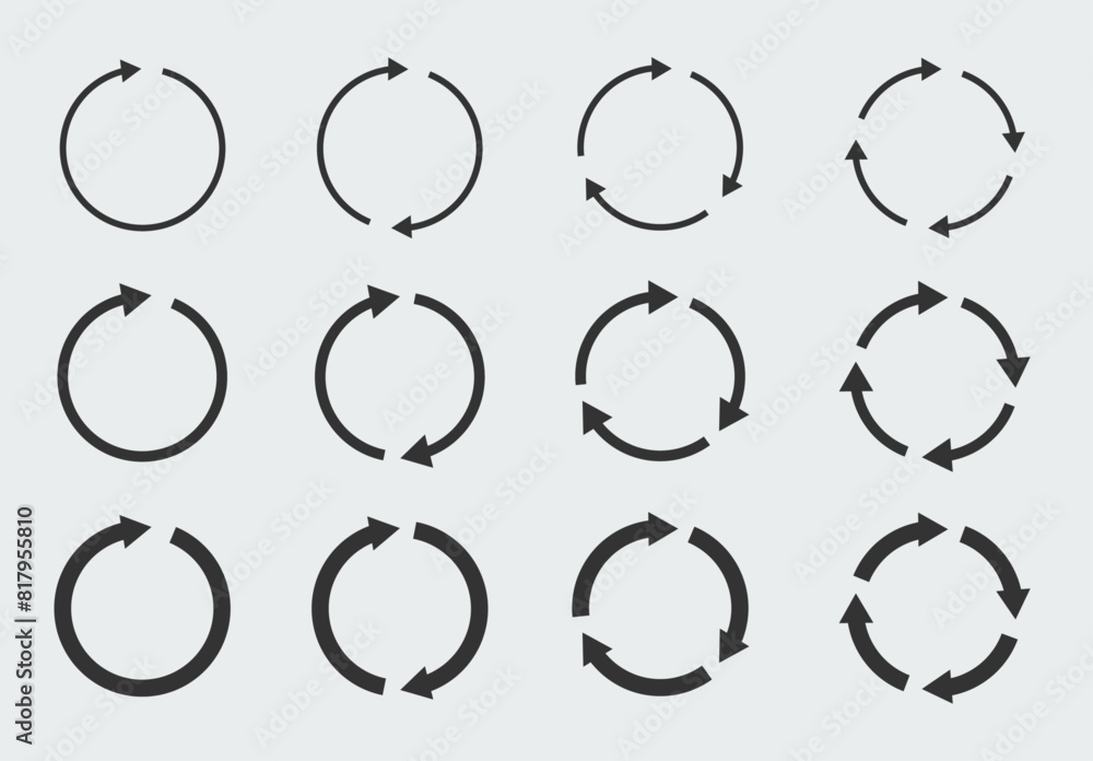 Poster circle arrows icon set. reload, rotate, refresh symbols. easy editable vector design.