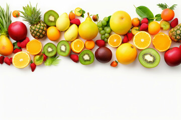 A variety of fresh fruits isolated on a white background