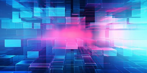 Abstract blue and purple technology background. 3d render. Randomly placed lines and lighting effects. High quality photo