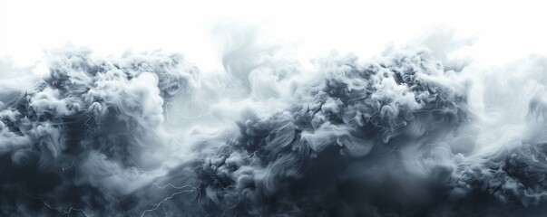 Obraz premium lightning and dark clouds on a white background, banner design