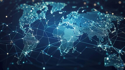 Abstract world map concept of global network and connectivity