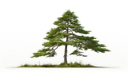 A slender cypress tree standing gracefully on a clean white background