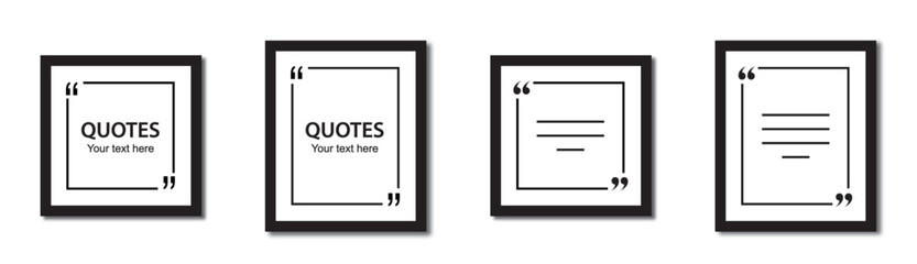 Quotes frame icon. Figurative text frame icon, vector illustration