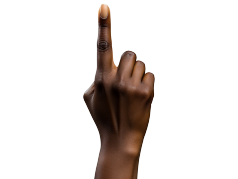 Hand of a woman with raised index finger