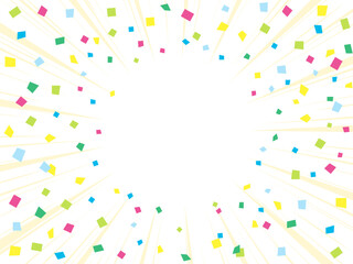 カラフルな紙吹雪と集中線