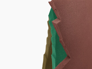 sheet of colorful sponge material with rough and messy edges with copy space for text