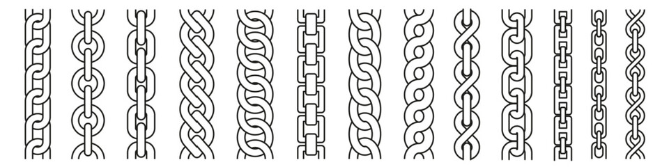 Chain brush set. Metal chain vector.