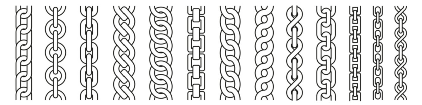 Chain brush set. Metal chain vector.