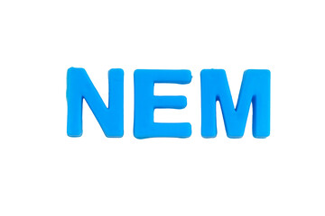 Fototapeta premium Blue Letters NEM isolate no white background.png